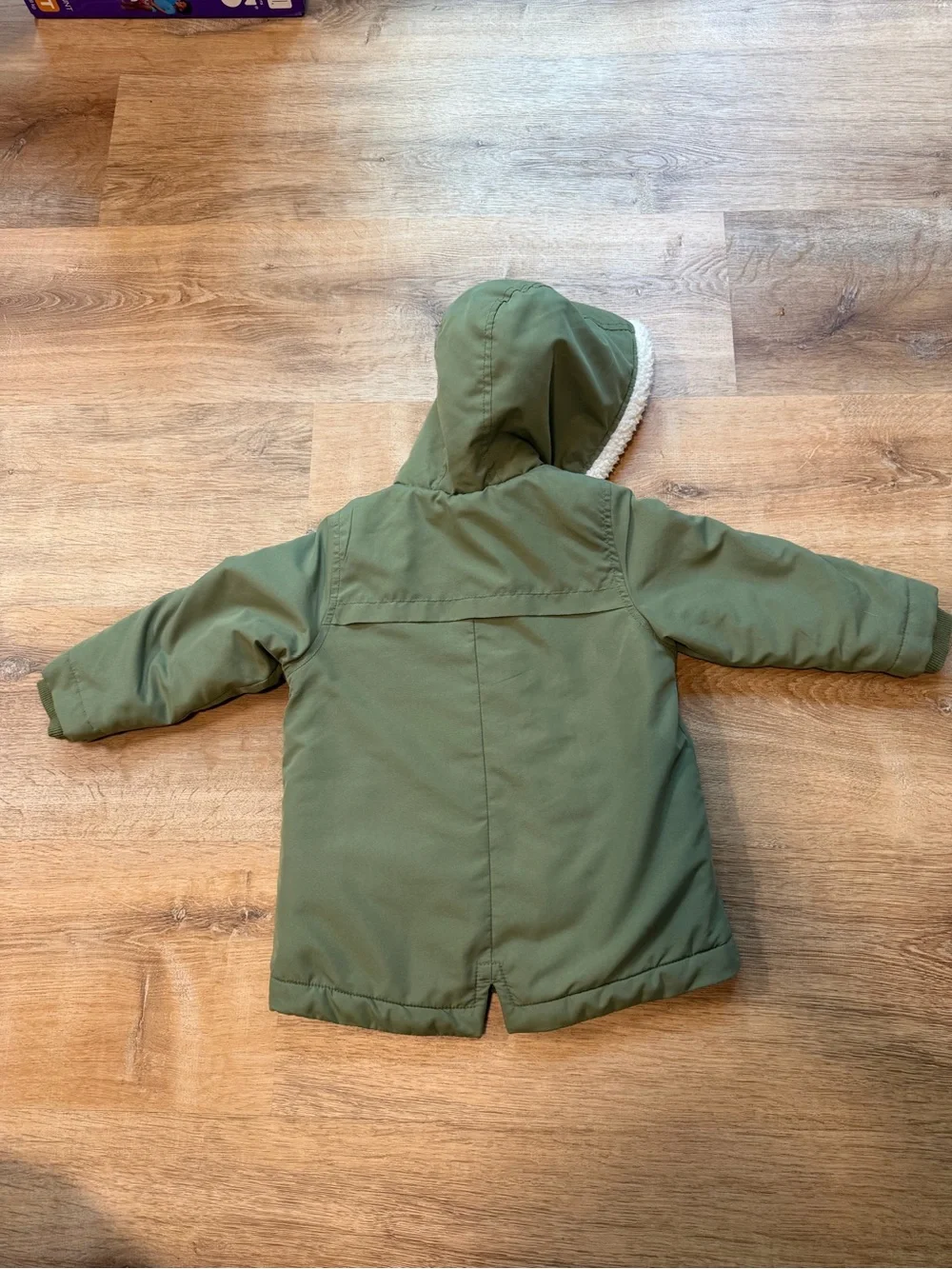 Kids Hooded Parka Coat - Olive Green